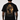 A man viewed from behind wearing a black t-shirt with a large, detailed graphic print on the back. The graphic features a golden, fiery, and dark illustration of a figure with a halo, with Greek and English text below reading 'ΟΤΤΕΝΑΙ ΓΤΩΡΟΜΑΙ ΓΙΝΕΤΑΙ ΣΤΟΥΣ - SPARTANS SPORTWEAR - EST.